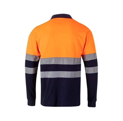 VL PLUTO. Polo de piqué bicolor (150g/m²) con manga larga, en algodón (55%) y poliéster (45%)