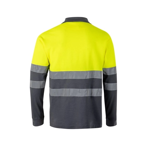 VL PLUTO LARGE. Polo de piqué bicolor (150g/m²) con manga larga, en algodón (55%) y poliéster (45%)