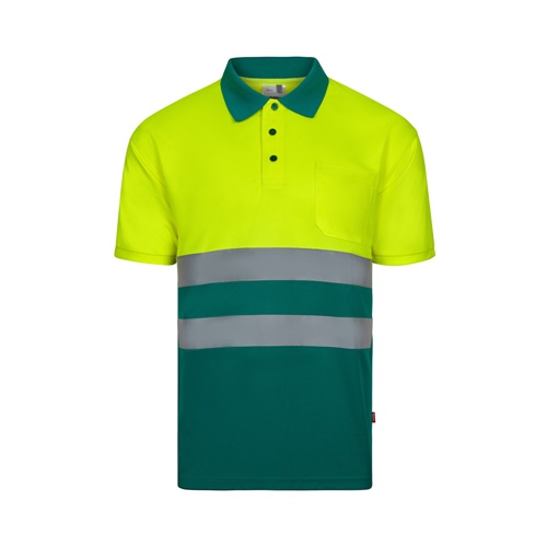 green VL FORTUNA. Polo bird-eye (140g/m²) con manga corta, en poliéster (100%)