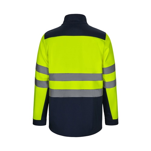azul marino VL HESTIA. Chaqueta soft shell bicolor (280 g/m²), con forro polar y membrana de TPU, en poliéster (96%) y elastano (4%)