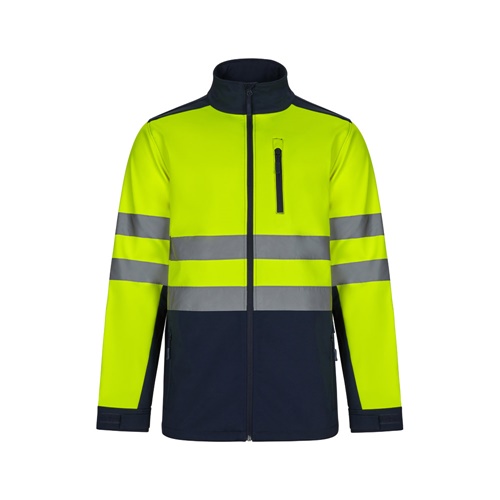 azul marino VL HESTIA LARGE. Chaqueta soft shell bicolor (280g/m²), con forro polar y membrana de TPU, en poliéster (96%) y elastano (4%)