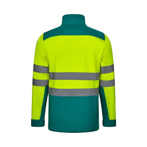 green VL HESTIA LARGE. Chaqueta soft shell bicolor (280g/m²), con forro polar y membrana de TPU, en poliéster (96%) y elastano (4%)