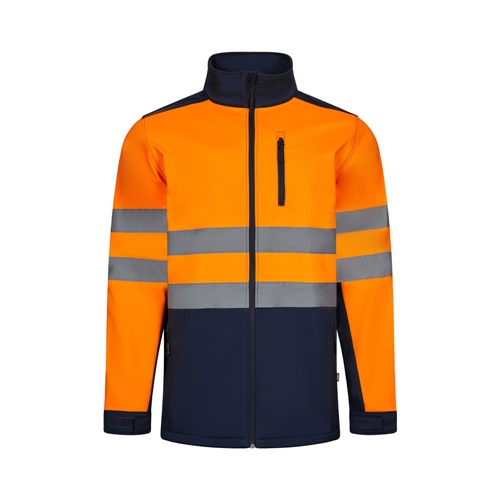 azul marino VL HESTIA LARGE. Chaqueta soft shell bicolor (280g/m²), con forro polar y membrana de TPU, en poliéster (96%) y elastano (4%)