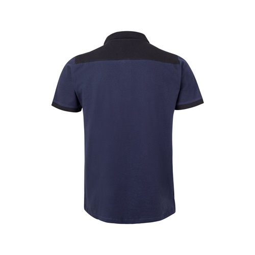 blue VL VELES. Polo de piqué elástico bicolor (200g/m²) con manga corta, en poliéster (96%) y elastano (4%)