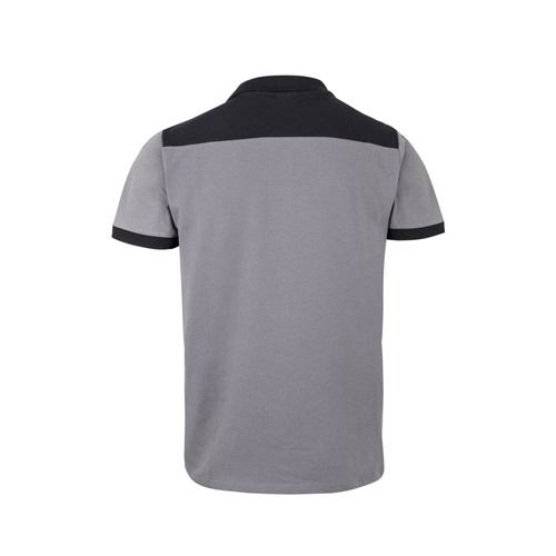 gray VL VELES. Polo de piqué elástico bicolor (200g/m²) con manga corta, en poliéster (96%) y elastano (4%)