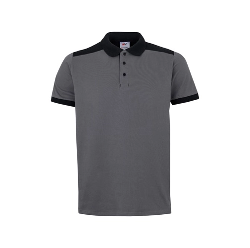 VL VELES. Polo de piqué elástico bicolor (200g/m²) con manga corta, en poliéster (96%) y elastano (4%)