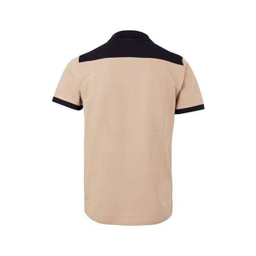 beige VL VELES. Polo de piqué elástico bicolor (200g/m²) con manga corta, en poliéster (96%) y elastano (4%)