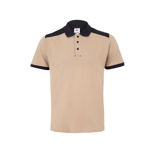 VL VELES. Polo de piqué elástico bicolor (200g/m²) con manga corta, en poliéster (96%) y elastano (4%)