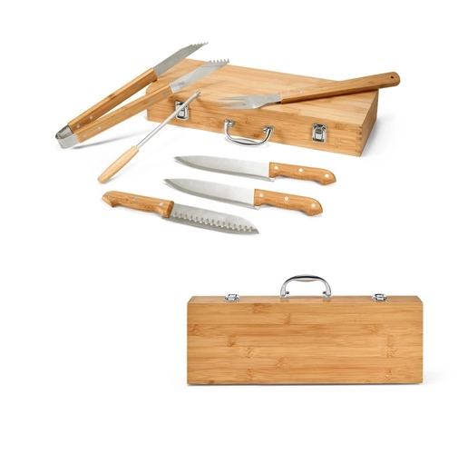 KABSA. Juego de utensilios de barbacoa suministrados en estuche de bambú