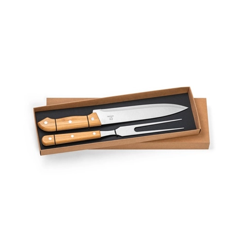 natural SALSA. Conjunto de 2 utensilios para barbacoa, hechos en bambú y acero inoxidable