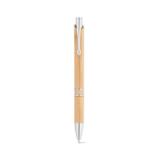 natural BETA BAMBOO. Bolígrafo de bambú con clip, detalles metálicos