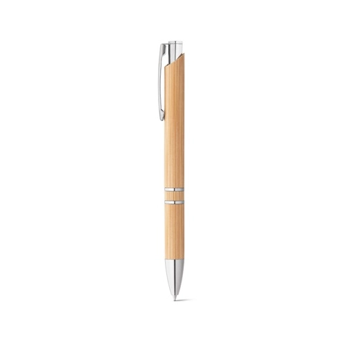 natural BETA BAMBOO. Bolígrafo de bambú con clip, detalles metálicos