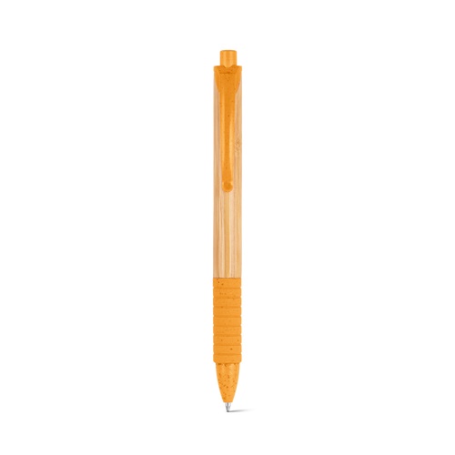 orange KUMA. Bolígrafo de bambú con antideslizante clip