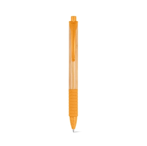 orange KUMA. Bolígrafo de bambú con antideslizante clip