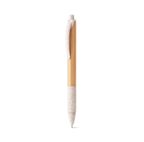 natural claro KUMA. Bolígrafo de bambú con antideslizante clip