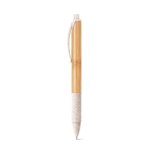 natural claro KUMA. Bolígrafo de bambú con antideslizante clip