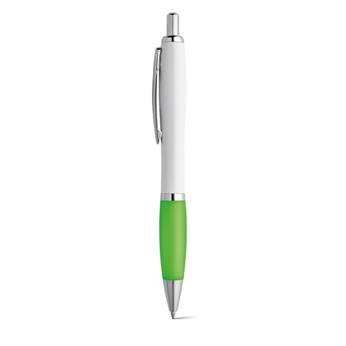 verde claro MOVE. Bolígrafo fabricado en ABS blanco con clip metálico