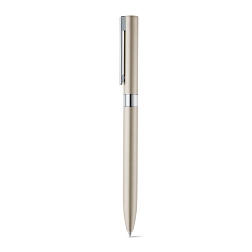 champagne CLARE. Bolígrafo con mecanismo de giro, fabricado en aluminio reciclado (100% rAL)