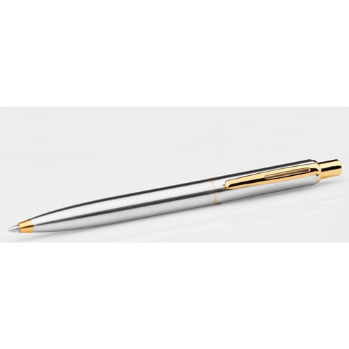 dorado SILVERIO. Bolígrafo de acero inoxidable con cuerpo brillante y clip