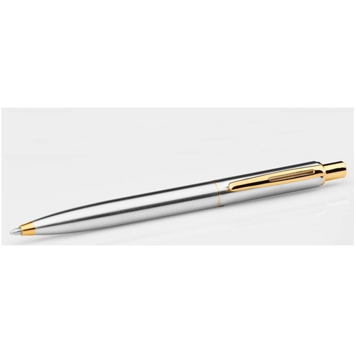 SILVERIO. Bolígrafo de acero inoxidable con cuerpo brillante y clip