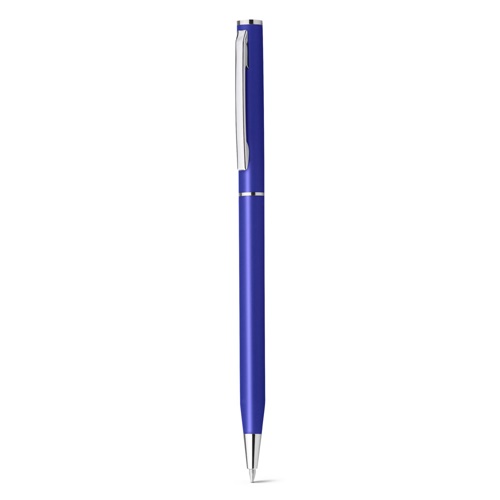 blue LESLEY METALLIC. Bolígrafo en aluminio con mecanismo de giro y clip