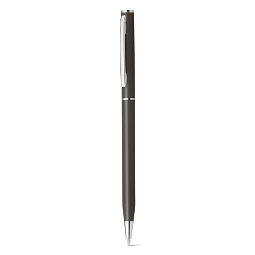 gun metal LESLEY METALLIC. Bolígrafo en aluminio con mecanismo de giro y clip