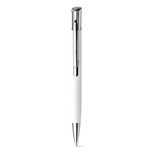 white OLAF SOFT. Bolígrafo de aluminio con acabado de goma