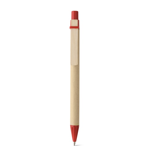 red NAIROBI. Bolígrafo fabricado en papel kraft y clip de madera