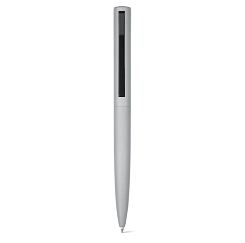 cromado satinado CONVEX. Bolígrafo en aluminio reciclado (100% rAL) y ABS reciclado (100% rABS) con sistema de botón en el clip
