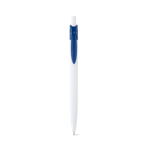MARS. Bolígrafo blanco fabricado en ABS con detalle de color en el clip