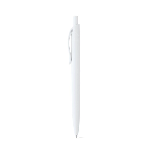 MARS. Bolígrafo blanco fabricado en ABS con detalle de color en el clip