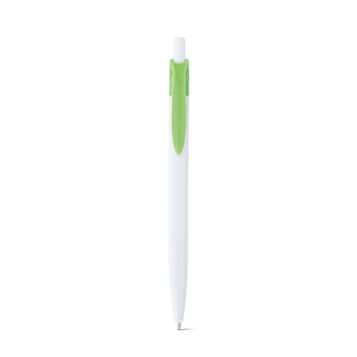 verde claro MARS. Bolígrafo blanco fabricado en ABS con detalle de color en el clip