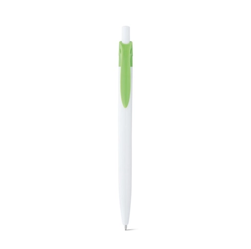 MARS. Bolígrafo blanco fabricado en ABS con detalle de color en el clip