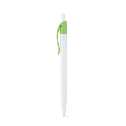verde claro MARS. Bolígrafo blanco fabricado en ABS con detalle de color en el clip