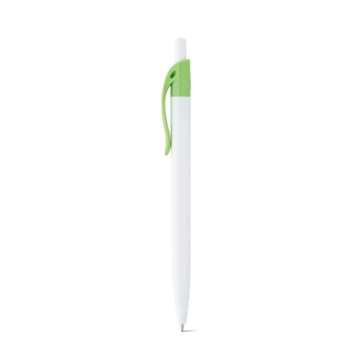 MARS. Bolígrafo blanco fabricado en ABS con detalle de color en el clip
