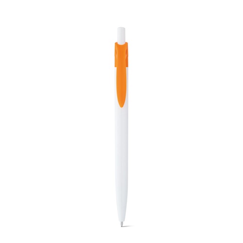 orange MARS. Bolígrafo blanco fabricado en ABS con detalle de color en el clip
