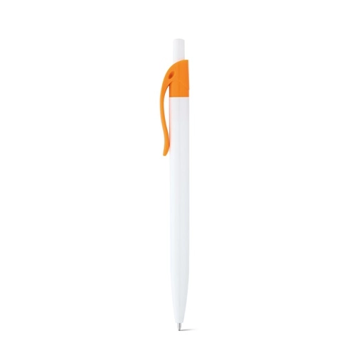 MARS. Bolígrafo blanco fabricado en ABS con detalle de color en el clip