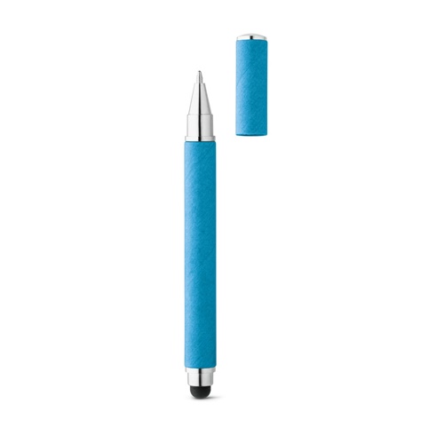 azul claro PAPYRUS. Bolígrafo en papel kraft y ABS con punta táctil