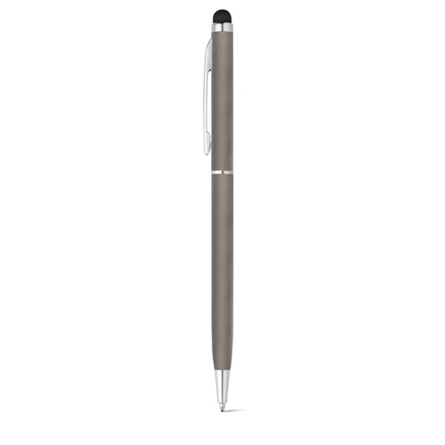 gun metal ZOE. Bolígrafo de aluminio con mecanismo de giro y punta táctil