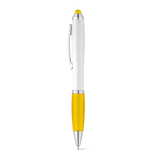 yellow SANS. Bolígrafo con mecanismo de giro y clip metálico