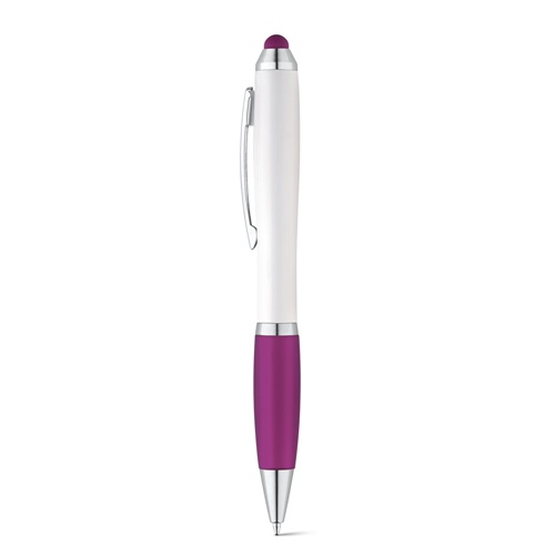 purple SANS. Bolígrafo con mecanismo de giro y clip metálico