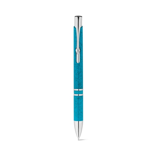 azul claro BETA WHEAT. Bolígrafo de fibra de paja y ABS con clip