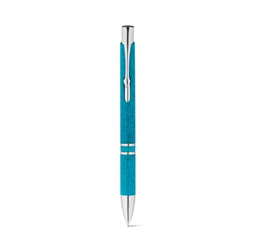 azul claro BETA WHEAT. Bolígrafo de fibra de paja y ABS con clip