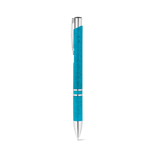 azul claro BETA WHEAT. Bolígrafo de fibra de paja y ABS con clip