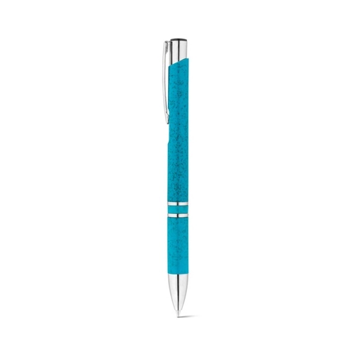azul claro BETA WHEAT. Bolígrafo de fibra de paja y ABS con clip