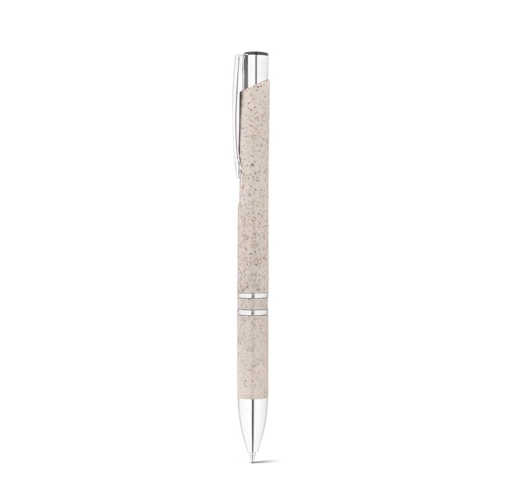 natural claro BETA WHEAT. Bolígrafo de fibra de paja y ABS con clip