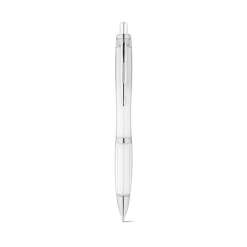white SWING rPET. Bolígrafo de PET reciclado (100% rPET) con clip metálico