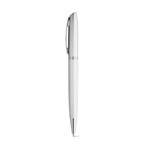 cromado satinado RE-LANDO-SET. Set de roller y bolígrafo con cuerpo de aluminio reciclado (100% rAL)