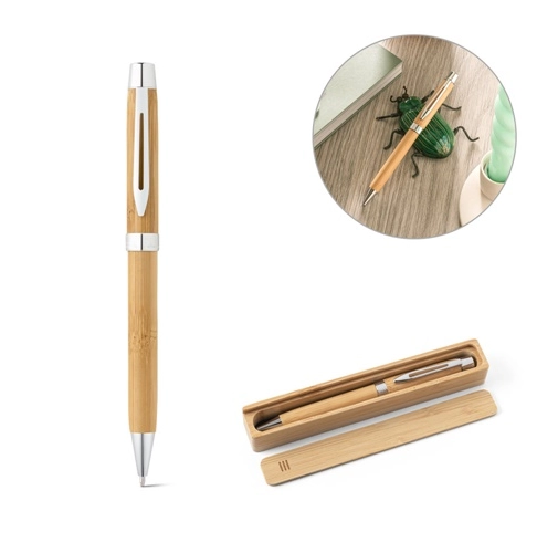 BAHIA II. BOLÍGRAFO DE BAMBÚ CON CLIP Y MECANISMO DE GIRO
