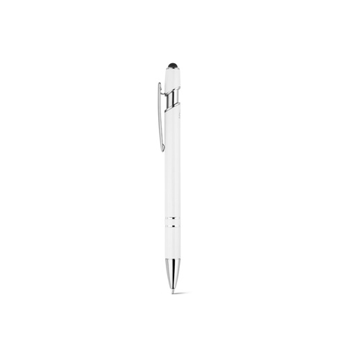 white NEIL. Bolígrafo con cuerpo de aluminio reciclado (100% rAL) y puntero táctil